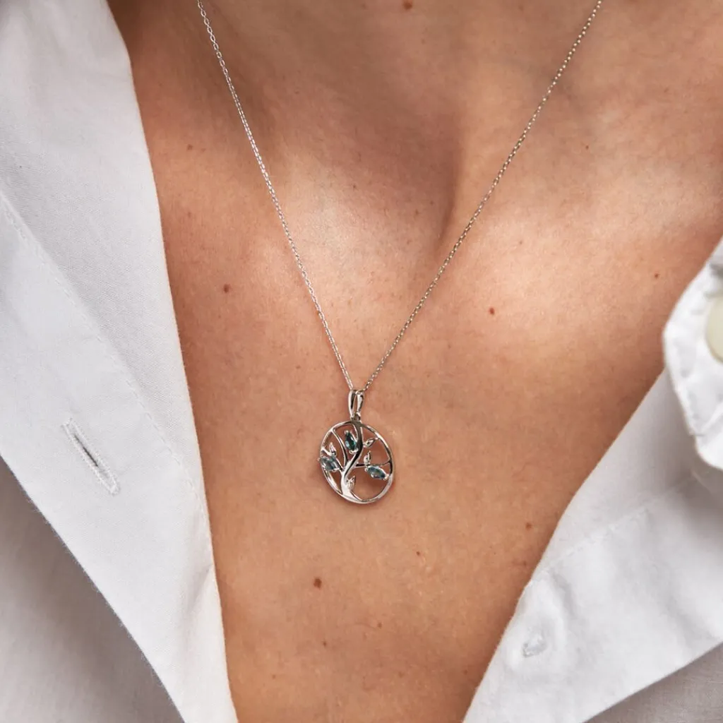 Histoire d'Or Pendentif Godolieba Or Blanc Topaze or blanc topaze bleu london Sale