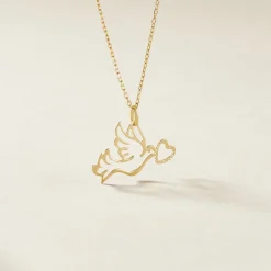 Histoire d'Or Pendentif Guecha Colombe Et Coeur Or Jaune Outlet