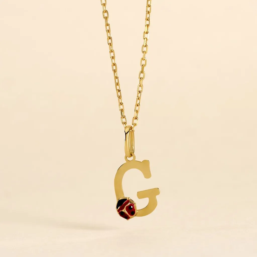 Histoire d'Or Pendentif Helidie Coccinelle Lettre Or Jaune Sale