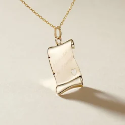 Histoire d'Or Pendentif Irenca Message Parchemin Or Jaune New