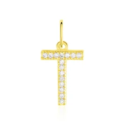Histoire d'Or Pendentif Lettre T Or Jaune Oxyde Sale
