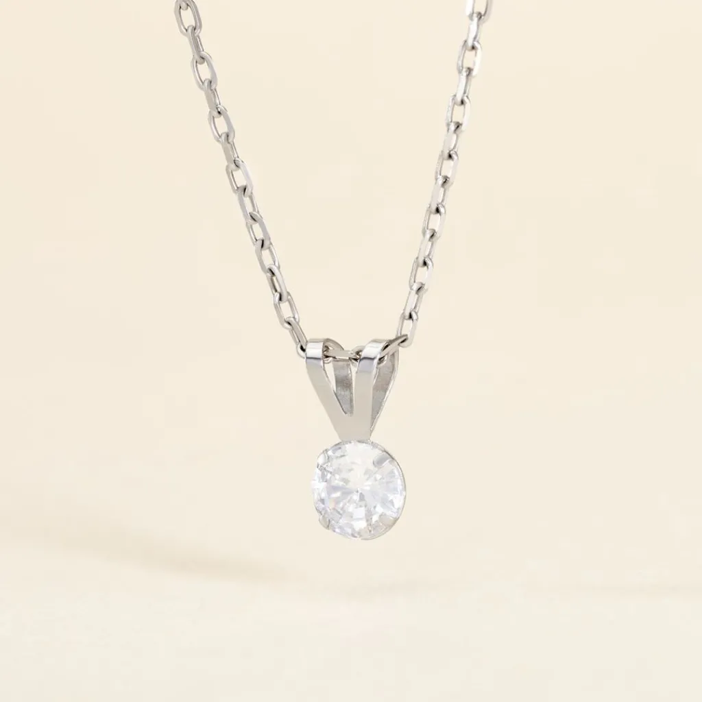 Histoire d'Or Pendentif Mabila Or Blanc Oxyde De Zirconium