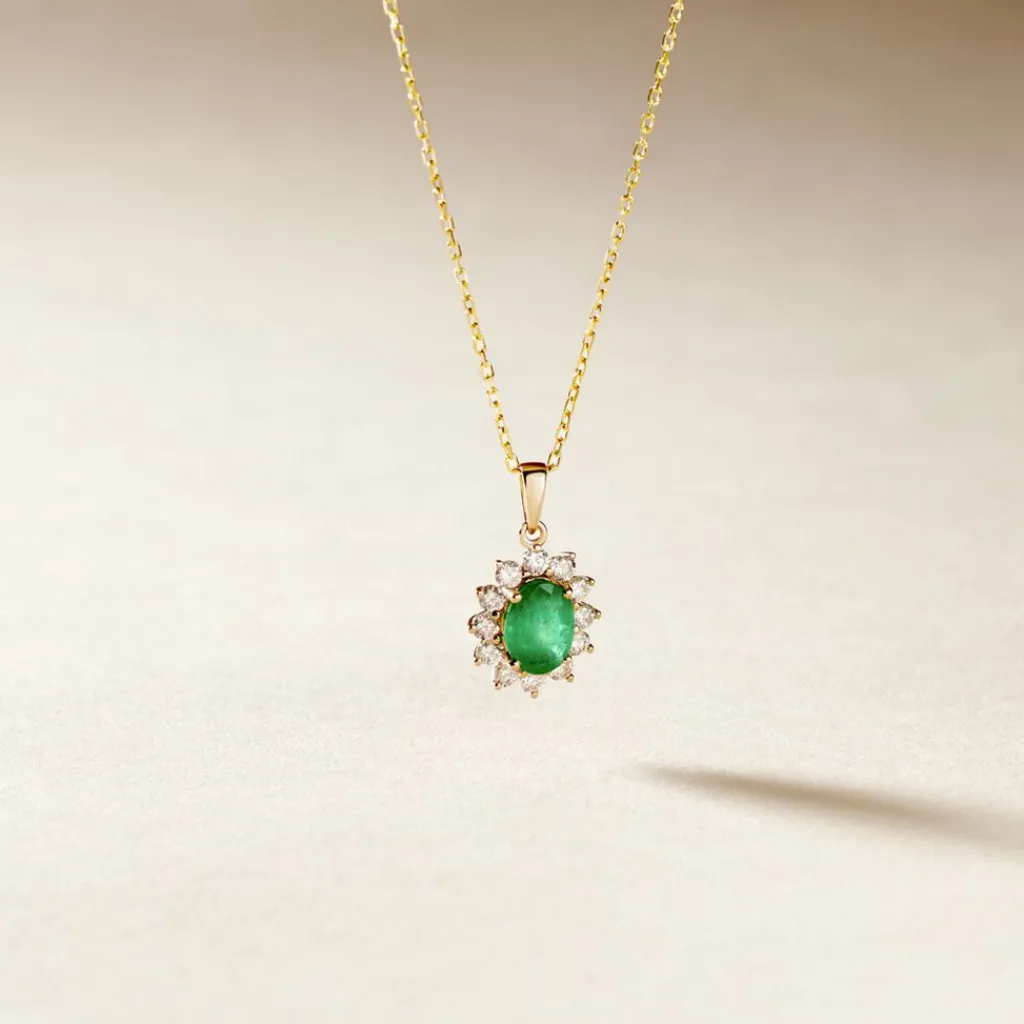 Histoire d'Or Pendentif Diamants or jaune emeraude Online