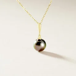 Histoire d'Or Pendentif Semi-baroque Or Jaune Perle De Culture De Tahiti