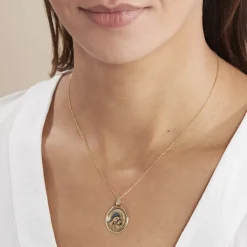 Histoire d'Or Pendentif Vierge A L'enfant Ovale Or Jaune