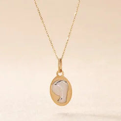 Histoire d'Or Pendentif Vierge Ovale Or Bicolore New