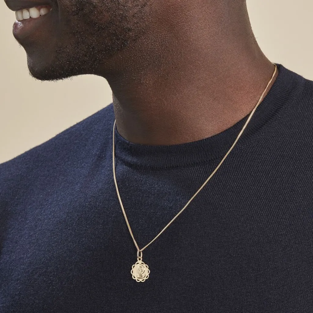 Histoire d'Or Pendentif Vierge Rond Dentelle Or Jaune