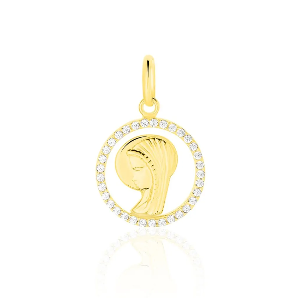 Histoire d'Or Pendentif Vierge Rond Diamante Or Jaune Oxyde De Zirconium Best