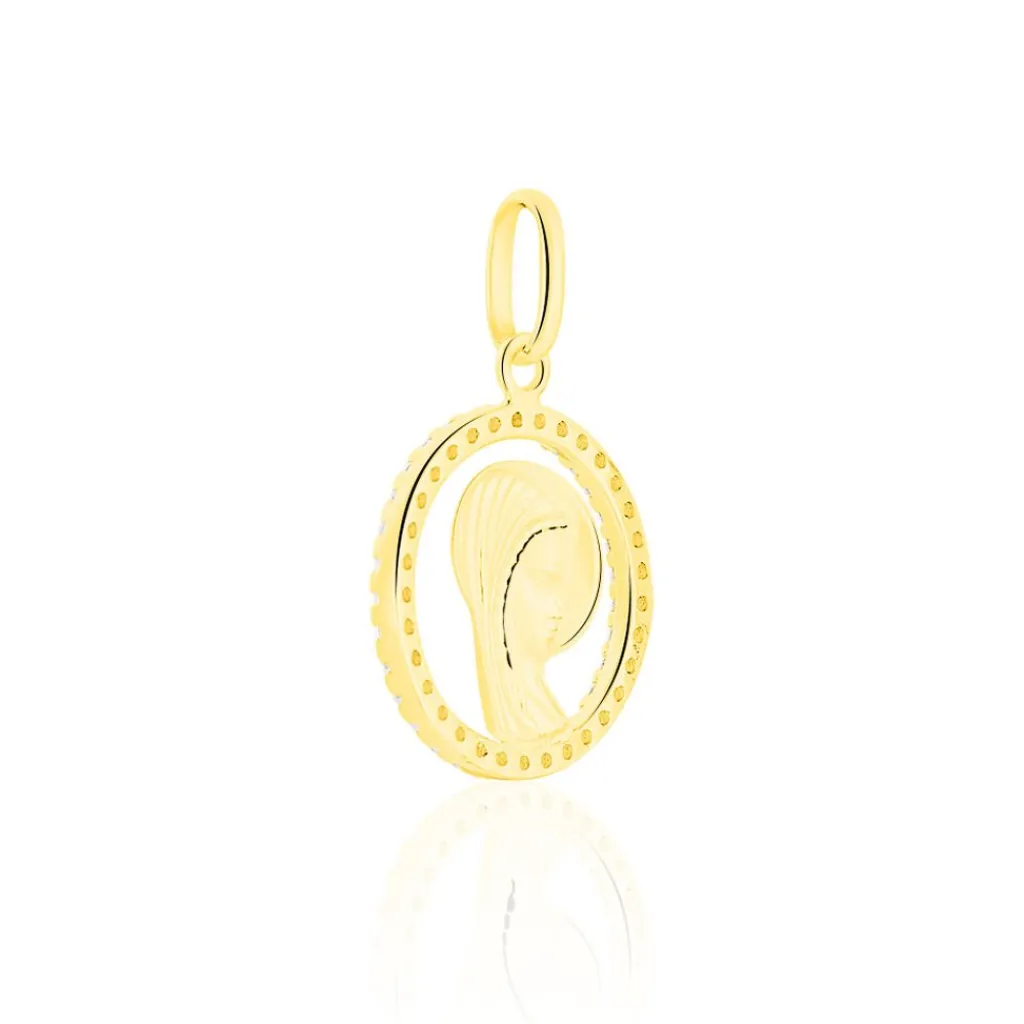 Histoire d'Or Pendentif Vierge Rond Diamante Or Jaune Oxyde De Zirconium Best