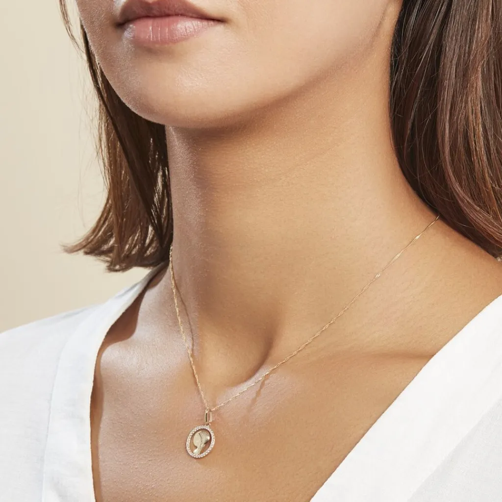 Histoire d'Or Pendentif Vierge Rond Diamante Or Jaune Oxyde De Zirconium Best