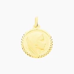 Histoire d'Or Pendentif Vierge Rond Strie Or Jaune Best
