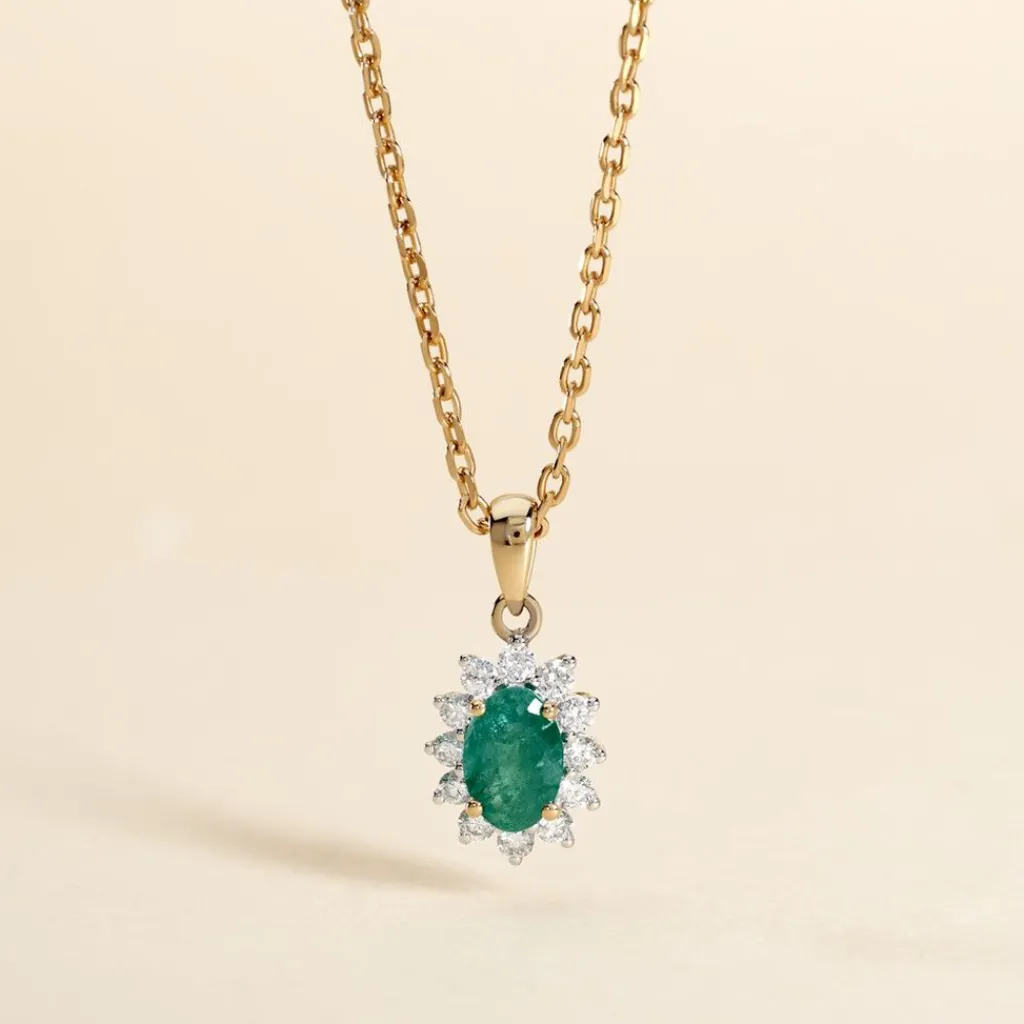Histoire d'Or Pendentif Vladimir Diamants or jaune emeraude Outlet