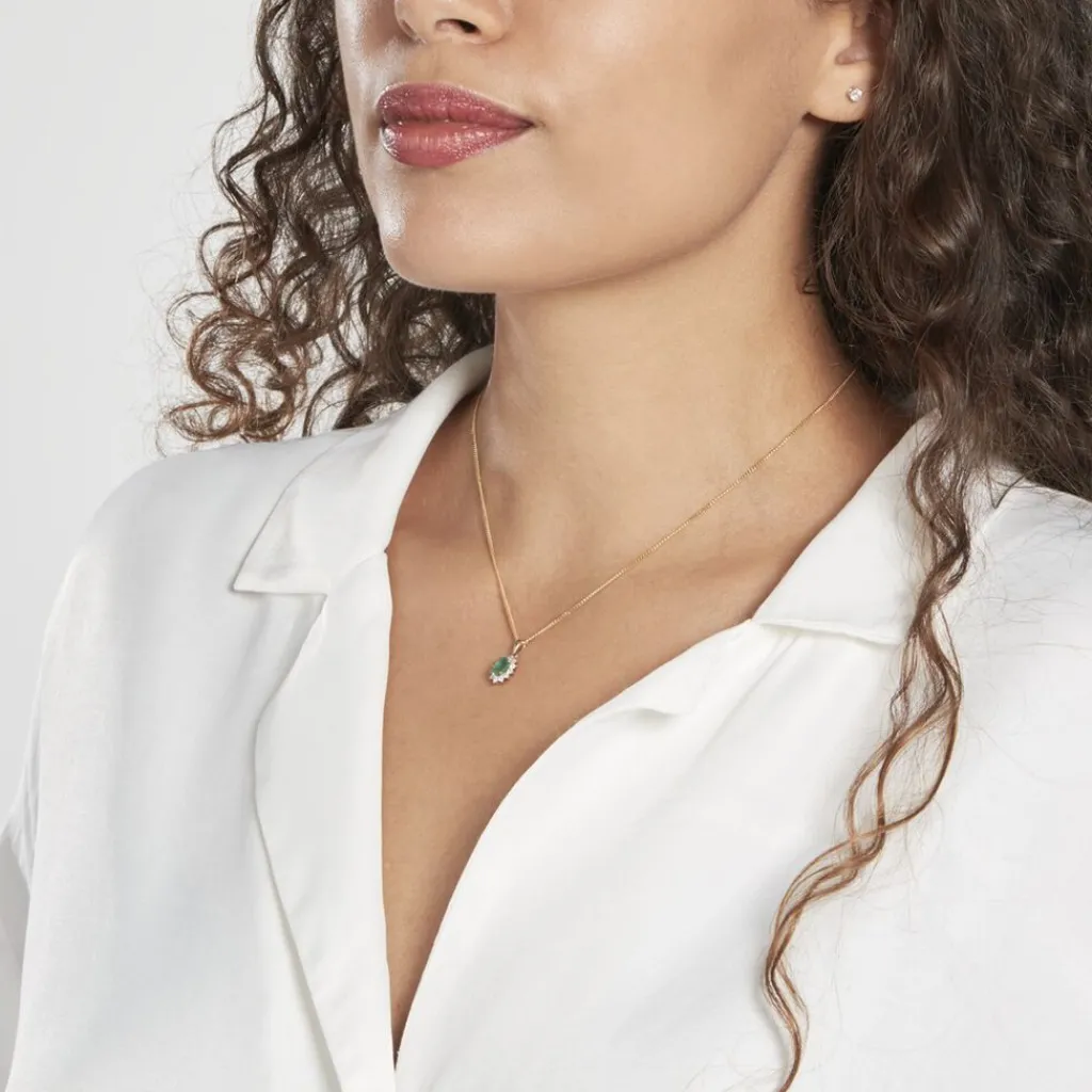 Histoire d'Or Pendentif Vladimir Diamants or jaune emeraude Outlet