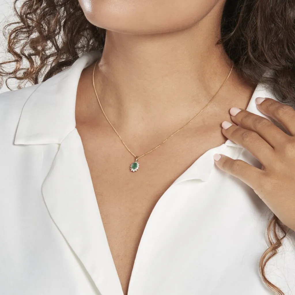 Histoire d'Or Pendentif Vladimir Diamants or jaune emeraude Outlet