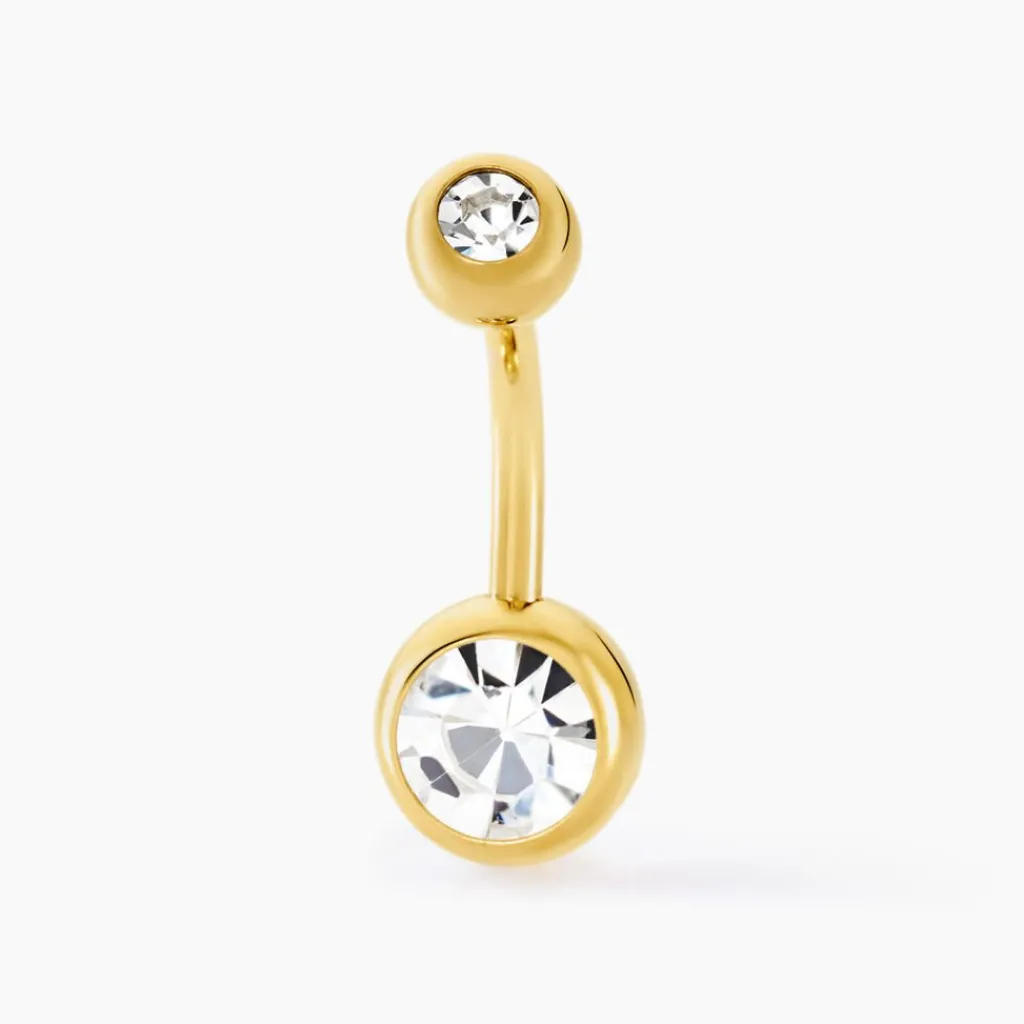 Histoire d'Or Piercing De Nombril Santuzza Acier Doré Verre acier doré verre blanc Best