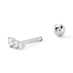 Histoire d'Or Piercing D'oreille Unitaire Delphie Argent Blanc Oxyde De Zirconium New