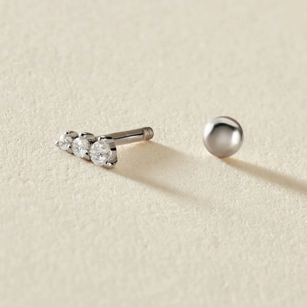 Histoire d'Or Piercing D'oreille Unitaire Delphie Argent Blanc Oxyde De Zirconium New