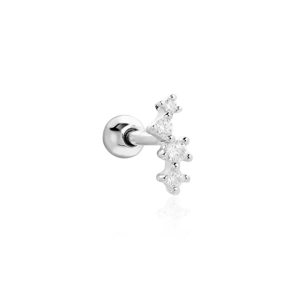 Histoire d'Or Piercing D'oreille Unitaire Roseau Argent Blanc Oxyde De Zirconium