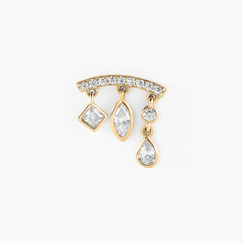 Histoire d'Or Piercing D'oreille Unitaire Tyrese Or Jaune Oxyde De Zirconium Best