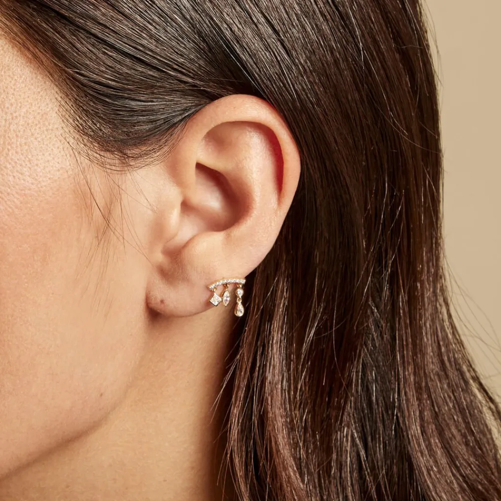 Histoire d'Or Piercing D'oreille Unitaire Tyrese Or Jaune Oxyde De Zirconium Best