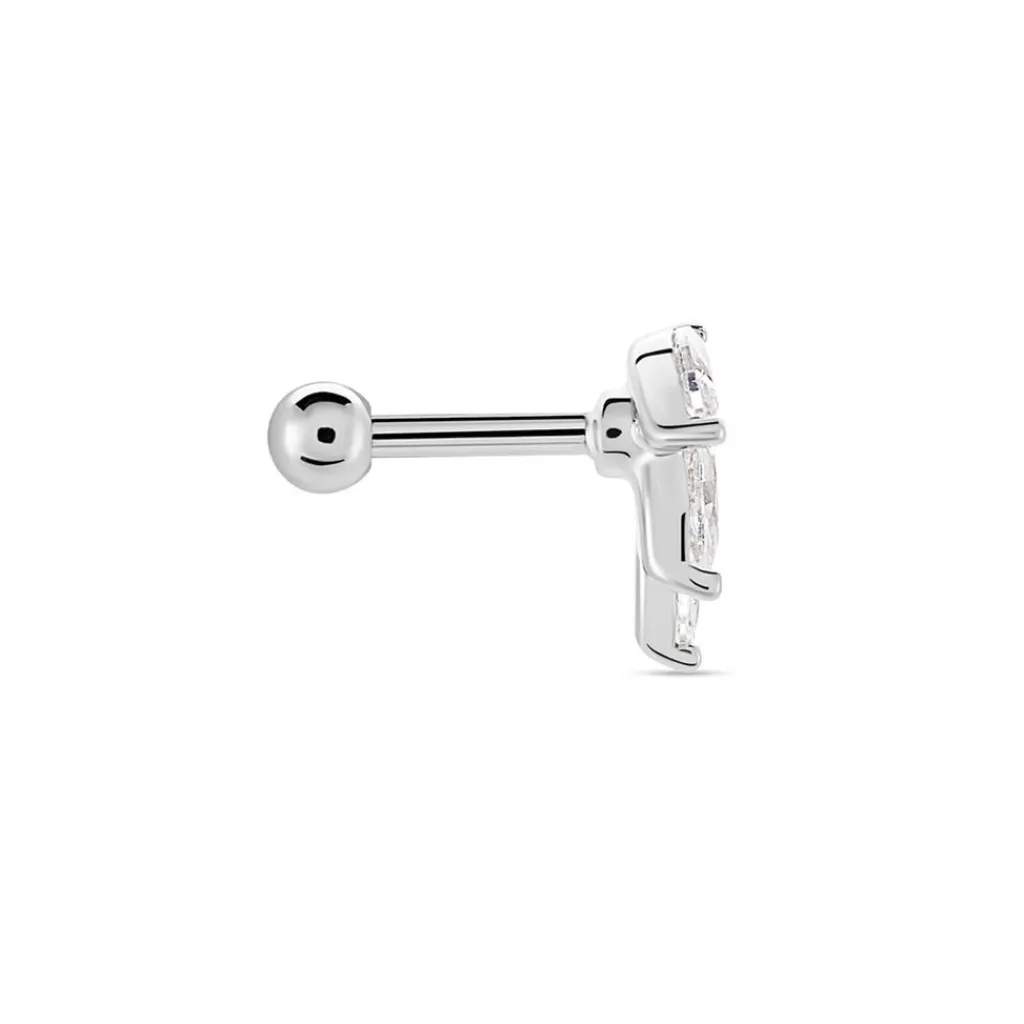 Histoire d'Or Piercing D'oreille Unitaire Fox Argent Rhodié Oxyde De Zirconium Best