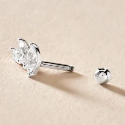 Histoire d'Or Piercing D'oreille Unitaire Fox Argent Rhodié Oxyde De Zirconium Best