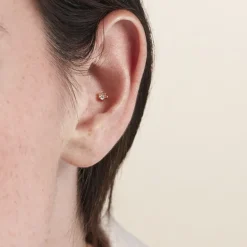 Histoire d'Or Piercing D'oreilles Unitaire Acier Doré Piia Oxyde De Zirconium acier doré oxyde New