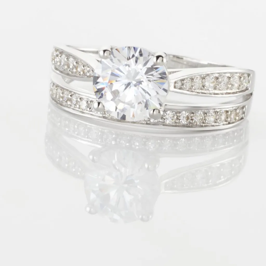 Histoire d'Or Solitaire Aarone Or Blanc Oxyde