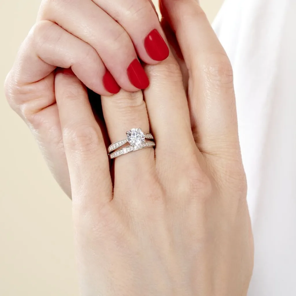 Histoire d'Or Solitaire Aarone Or Blanc Oxyde