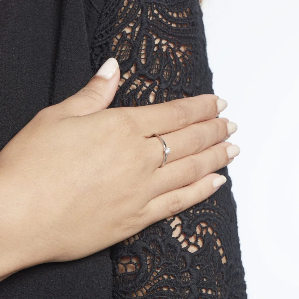 Histoire d'Or Solitaire Natalia Pl Platine Blanc Diamant Outlet