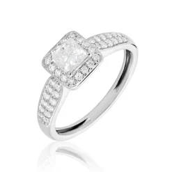 Histoire d'Or Solitaire Or Blanc Princessa Diamant Synthetique Clearance